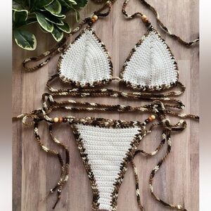 Handmade Driftwood Knitted Bikini, fully adjustable ranging size S-L